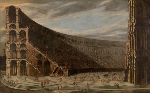 Perspectival view of a Roman amphitheatre